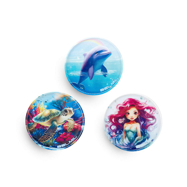 Belmil | Patches mit Klettverschluss Set 3-teilig- kompatibel mit Schulranzen Classy Plus/Smarty/Motion "Sea Creatures" | 336/B6/96