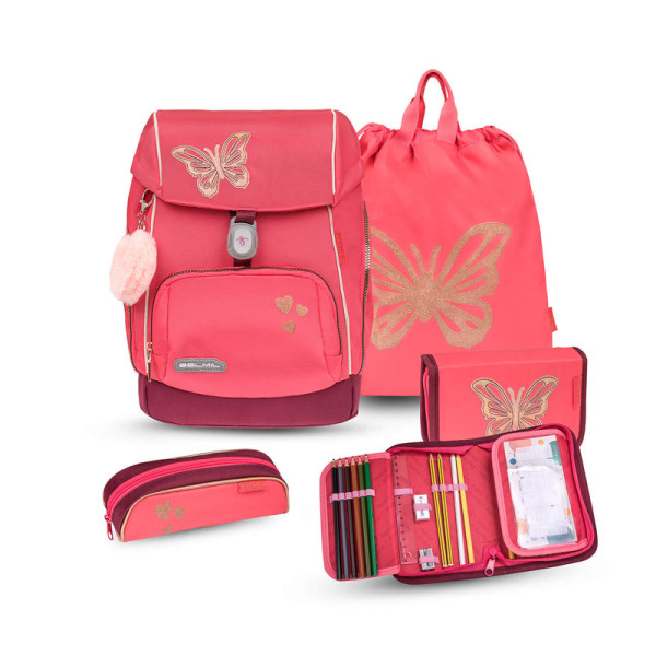 Belmil | Comfy Plus Premium Schulranzen Set 4-teilig "Coral" | 405-73/P/S/6