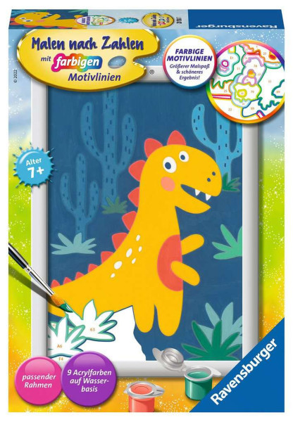Gelber Dino, blaue Kakteen 