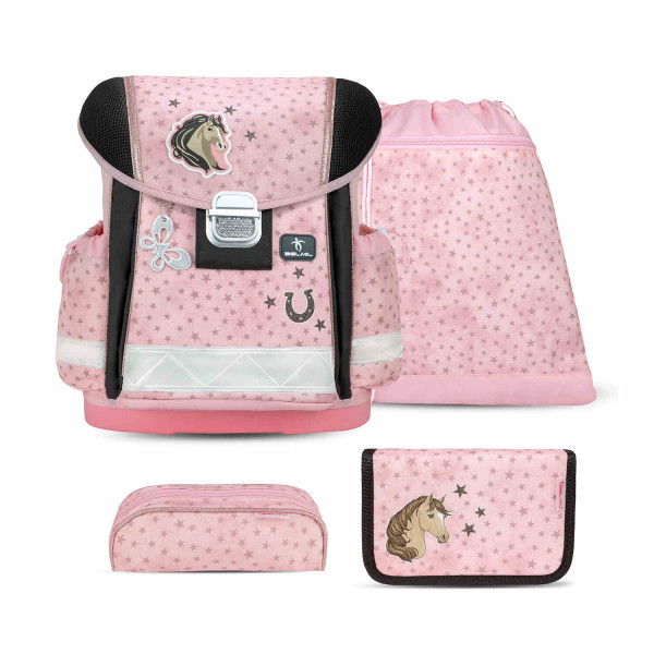 Belmil | Classy ergonomisches Schulranzen-Set 4-teilig "Star Horses" mit Brustgurt | 403-13/AG/S-59