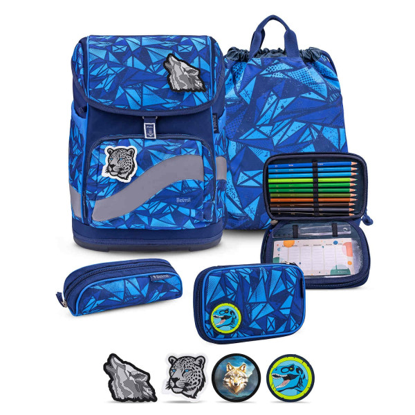 Belmil | Smarty Plus Premium Schulranzen Set 5-teilig "Glacier Blue" | 405-51/P/S/41