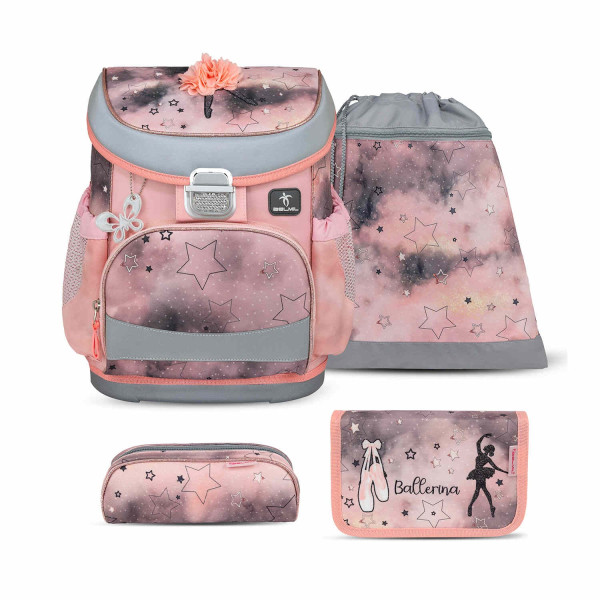 Belmil | Mini-Fit ergonomisches Schulranzen-Set 4-teilig "Rose Ballet" mit Brustgurt | 405-33/AG/S-31