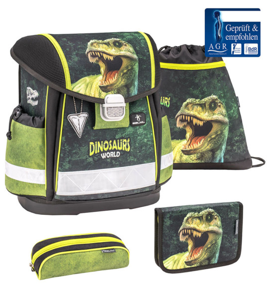 Belmil | Classy ergonomisches Schulranzen-Set 4-teilig "Dinosaur World 2" mit Brustgurt | 403-13/AG/S-24