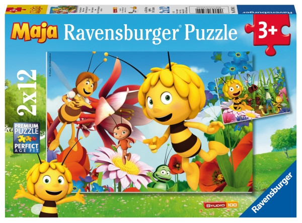 Ravensburger Puzzle | Biene Maja auf der Blumenwiese | 2x12 Teile