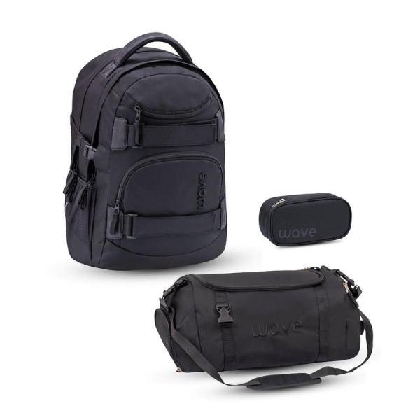 Belmil | Wave Infinity Schulrucksack Set 3 tlg. "Posh Black" | 338-72/A/17-SET2