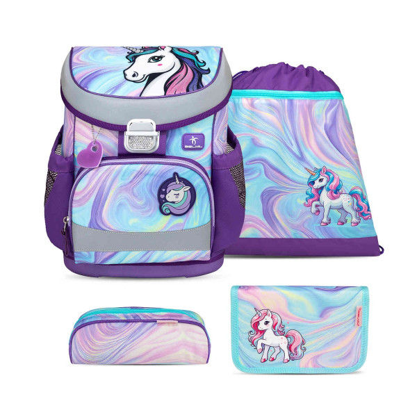 Belmil | Mini-Fit ergonomisches Schulranzen-Set 4-teilig "Unicorn Dream" mit Brustgurt | 405-33/AG/S-29