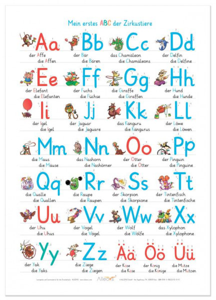 Alleovs | Lernposter | Mein erstes ABC der Zirkustiere