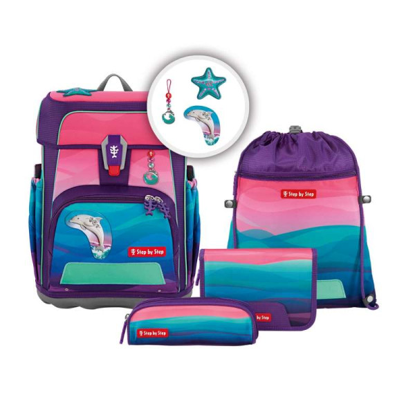 HAMA | CLOUD OCEAN Schulranzen-Set "Dolphin Lana", 5-teilig | 213433