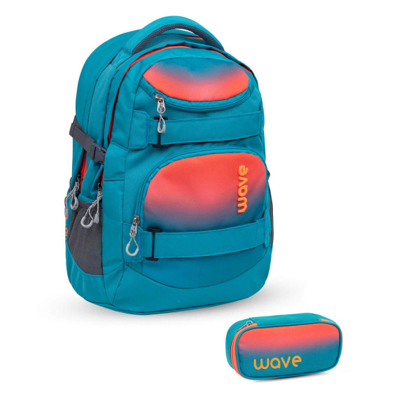 Belmil | Wave Infinity Schulrucksack Set 2 tlg. "Ombre Neon Orange and Bluebird" | 338-72/A /31-SET1