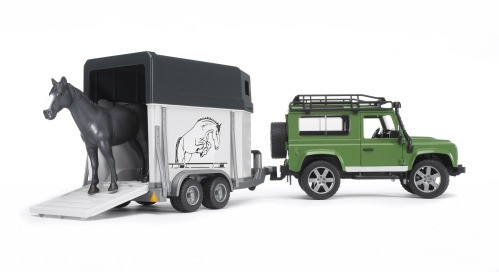 Bruder | Land Rover Defender +Anhänger +Pferd | 02592