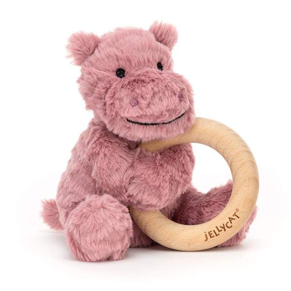 Jellycat | Fuddlewuddle Hippo Wooden Ring Toy - 14cm