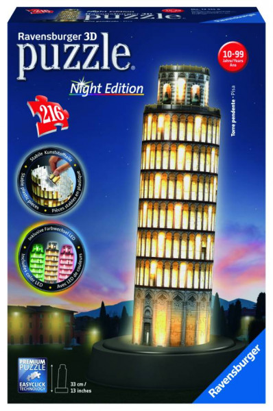 Ravensburger 3D Puzzle | Schiefer Turm von Pisa bei Nacht | 125159