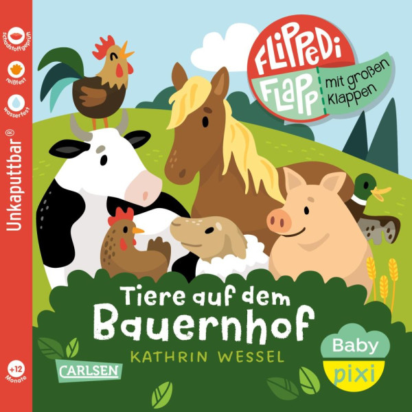 Carlsen | Baby Pixi (unkaputtbar) 141: Flippediflapp: Tiere auf dem Bauernhof | 