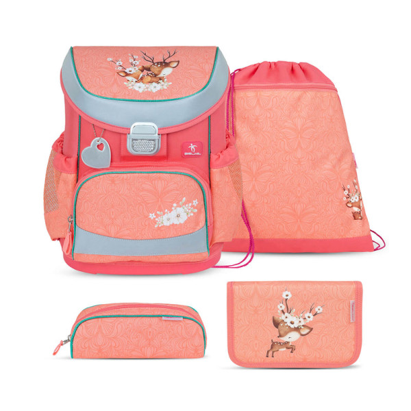 Belmil | Mini-Fit ergonomisches Schulranzen-Set 4-teilig "Cute Doe" mit Brustgurt | 405-33/AG/S-20