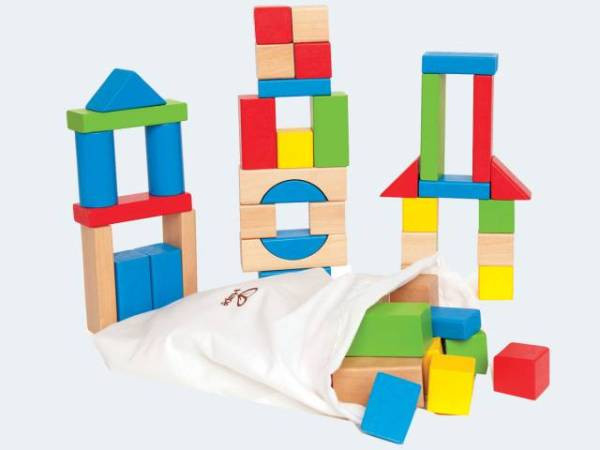 Hape | 50 Bausteine Holz bunt