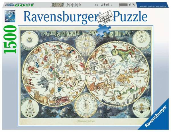 Ravensburger Puzzle | Weltkarte mit fantastischen Tierwesen | 1500 Teile