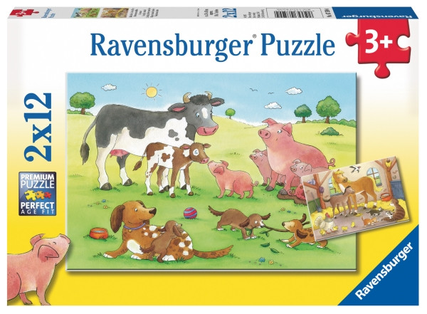 Ravensburger Puzzle | Glückliche Tierfamilien | 2x12 Teile