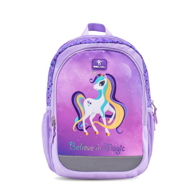 Belmil | Kiddy Plus Kindergartenrucksack "Unicorn Purple" für 3-6 Jährige Kinder mit Brustgurt | 305-4/A/25