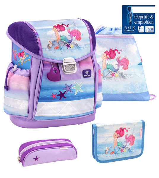 Belmil | Classy ergonomisches Schulranzen-Set 4-teilig "Beautiful Mermaid" mit Brustgurt | 403-13/AG/S-8