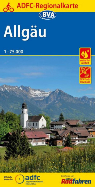 BVA BikeMedia GmbH | ADFC-Regionalkarte Allgäu 1:75.000, reiß- und wetterfest, GPS-Tracks Download