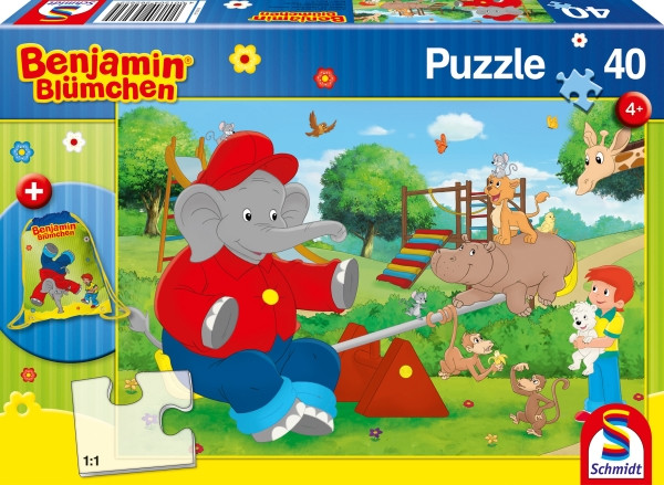 Schmidt-Spiele | Kinderpuzzle mit Turnbeutel | Benjamin Blümchen, 40 Teile