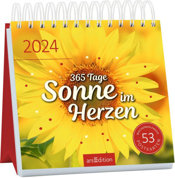 arsEdition | Postkartenkalender 365 Tage Sonne im Herzen 2024 | 