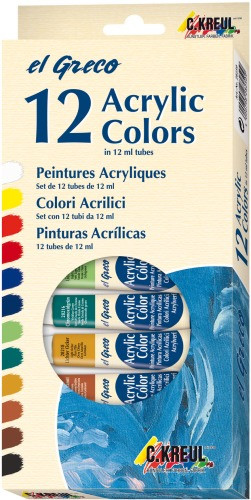 Kreul | el Greco Acrylfarben 12Tuben je 12ml | 28250