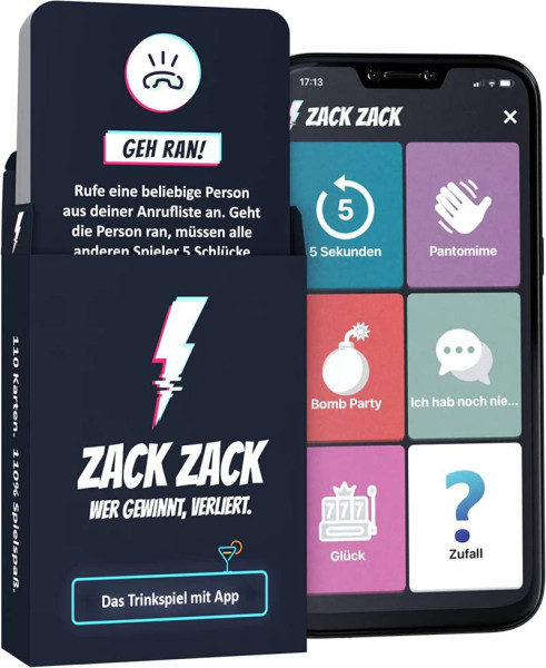 Zack Zack Kartenspiel mit App - Das ultimative Trinkspiel für (un)vergesslichen Spielspaß