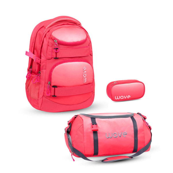 Belmil | Wave Infinity Schulrucksack Set 3 tlg. "Ombre Coral Paradise" | 338-72/A/38-SET2