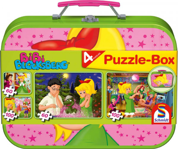Schmidt-Spiele | Puzzle-Box im Metallkoffer | Bibi Blocksberg, Puzzle-Box, 2x60, 2x100 Teile