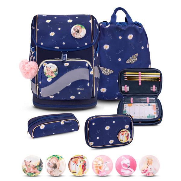 Belmil | Smarty Plus Premium Schulranzen Set 5-teilig "Daisy" | 405-51/P/S/3