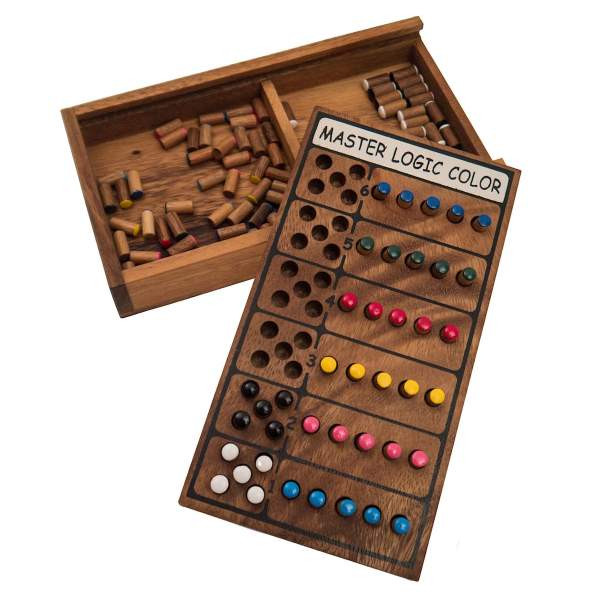 Rombol | Superhirn - Color Finder - 6 Farben, mehr Spielspaß, 2 Personen, Holzspiel inkl. praktischem Verschlussband | 6330
