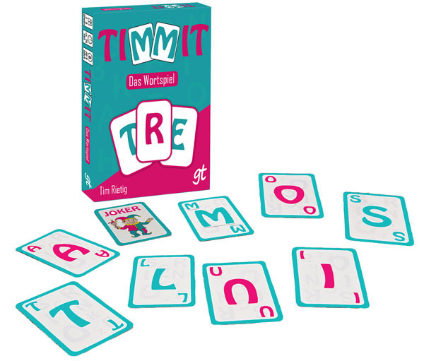 Timmit - Das Wortspiel | Karten und Schachtel | Perspektivische Darstellung