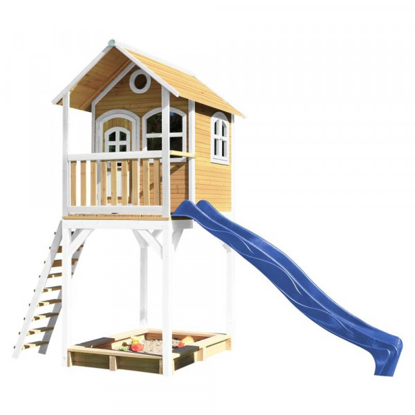 AXI | Romy Spielhaus Braun/Weiß - Blaue Rutsche
