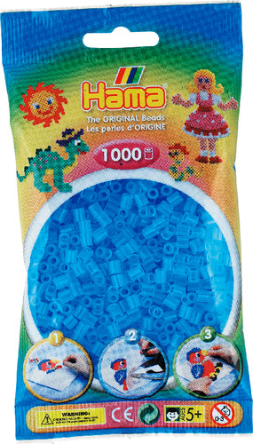 Dan Import | HAMA Bügelperlen Midi - Transp. Aqua Blau 1000 Perlen