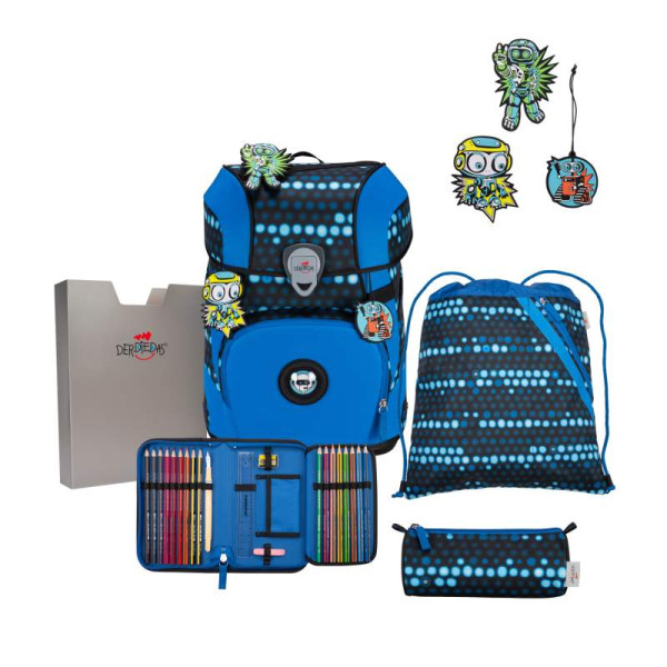 Schulranzen Set | ErgoFlex Tiny Superflash Set | Blue Robot