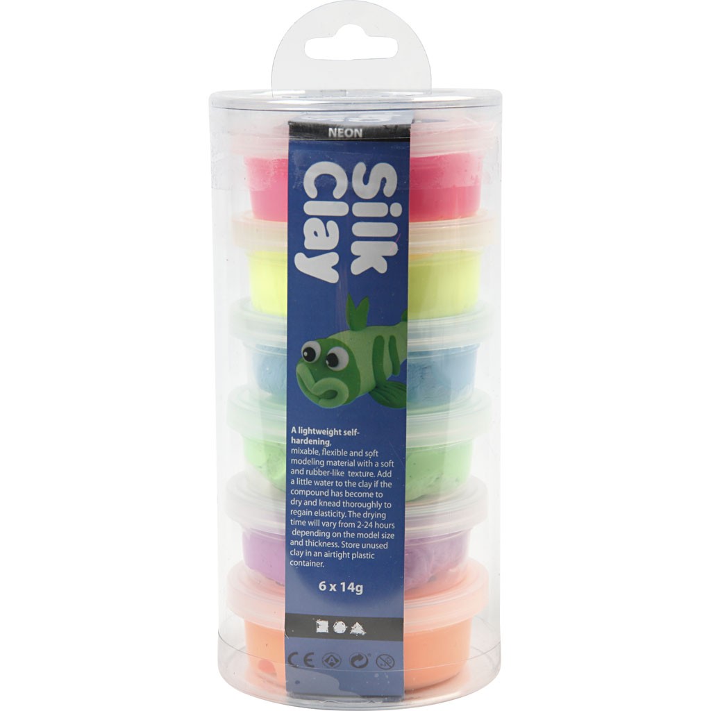 Silk Clay® Gummischleim Neon-Set 6 Dosen je 14g 