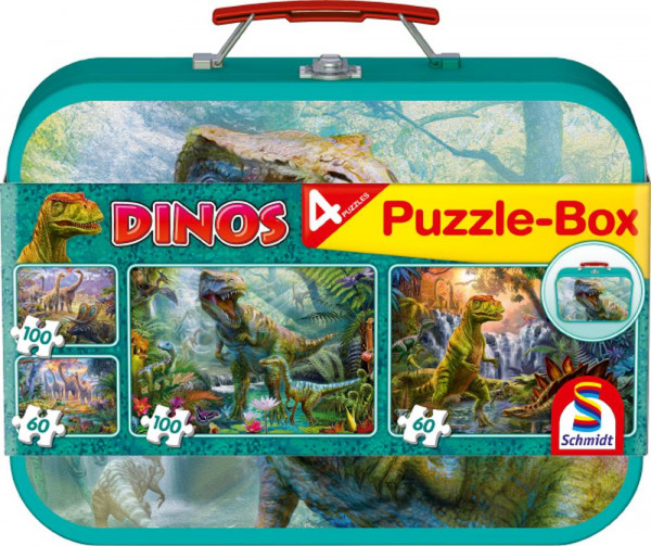 Schmidt Spiele | Dinos, Puzzle-Box, 2x60, 2x100 Teile | 56495