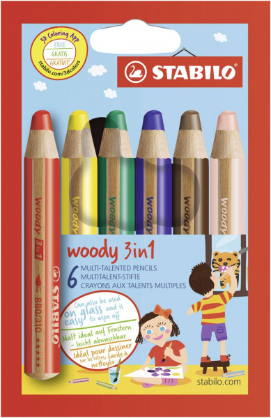 STABILO woody 3in1 Farbstift 6er Etui