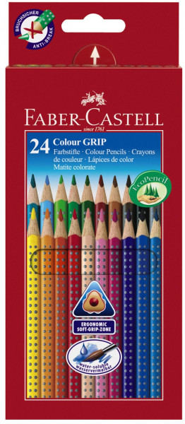 Faber Castell: 24 COLOUR GRIP FARBSTIFTE im Kartonetui