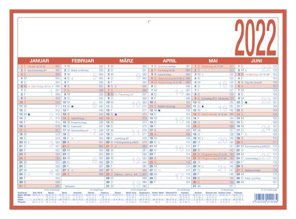 pbs | Wandkalender A4 blau/rot ZETTLER 609854/908-1315 | 