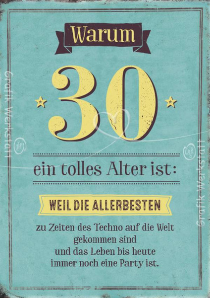 Grafik Werkstatt | Doppelkarte | Warum 30 ein tolles Alter ist: