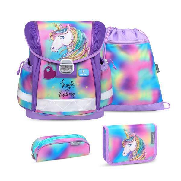 Belmil | Classy ergonomisches Schulranzen-Set 4-teilig "Rainbow Color" mit Brustgurt | 403-13/AG/S-78