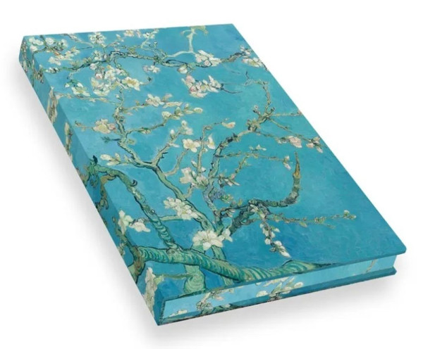 Prestel | Notizbuch Echtleinen Van Gogh Blühende Mandelzweige | 