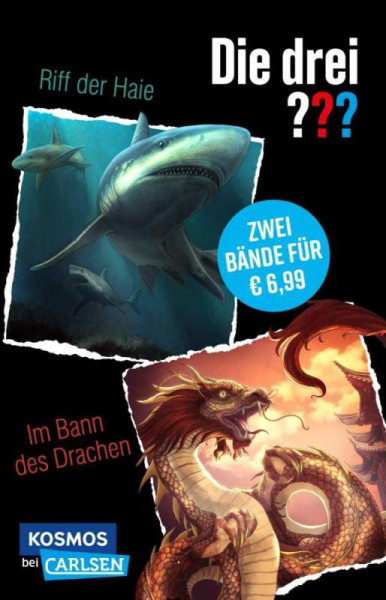 Carlsen | Die drei ???: Doppelband – Enthält die Bände: Die drei ??? und das Riff der Haie / Im Bann des Drachen | Arden, William; Dittert, Christoph