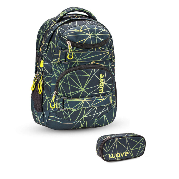 Belmil | Wave Infinity Schulrucksack Set 2 tlg. "Stripes Green" | 338-72/A /13-SET1