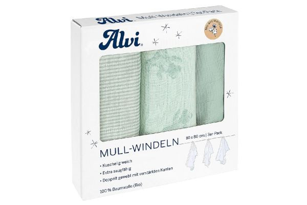 ALVI Mull Windel  Bio Baumwolle | Teddy | 3Stück