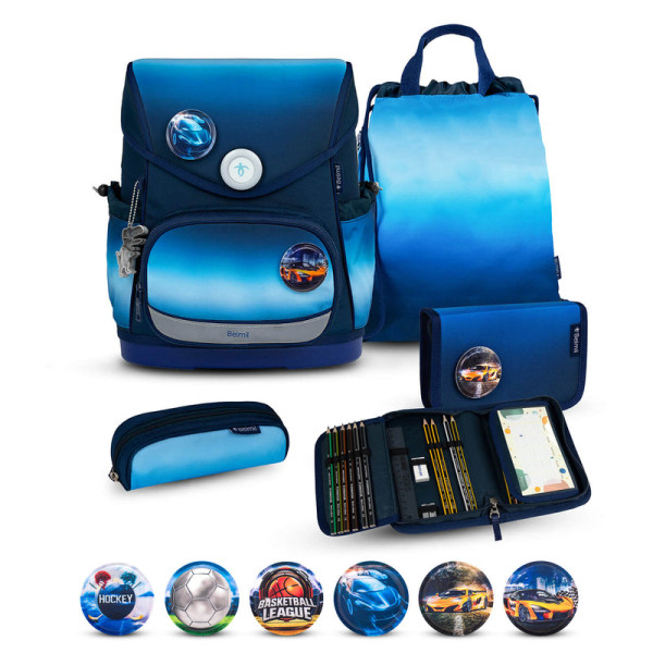 Belmil | Compact Plus Premium Schulranzen Set 5-teilig "Blue Navy" | 405-41/P/S/21