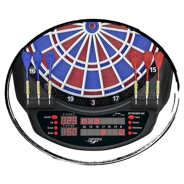 CARROMCO ELEKTRONIK DARTBOARD STRIKER-401, MIT ADAPTER, 2-LOCH ABSTAND