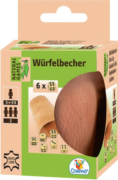 VEDES Großhandel GmbH - Ware |Natural Games Lederwürfelbecher mit 6 Würfeln | 22597022